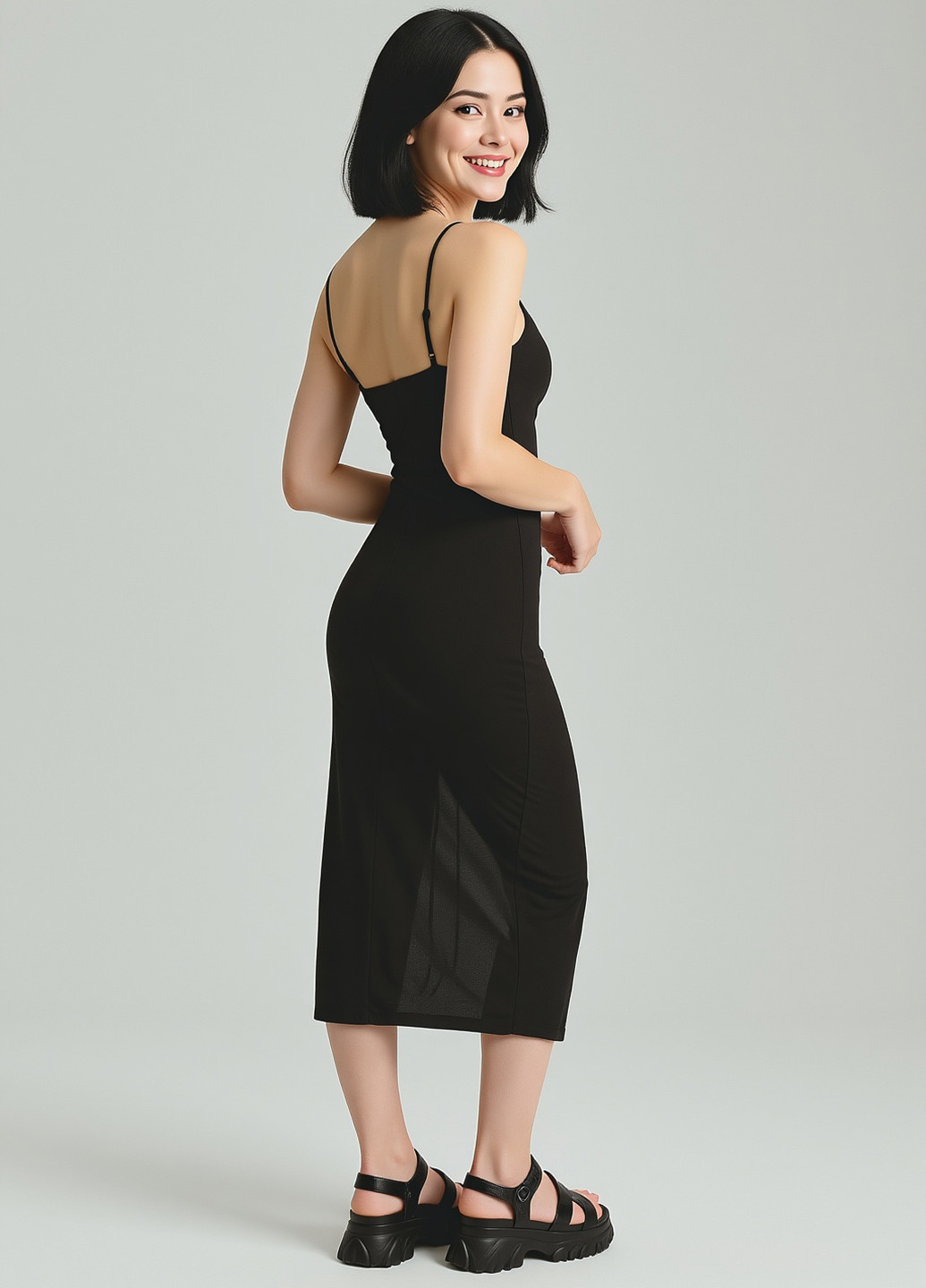 Чорна кежуал сукня силуетна House однотонна