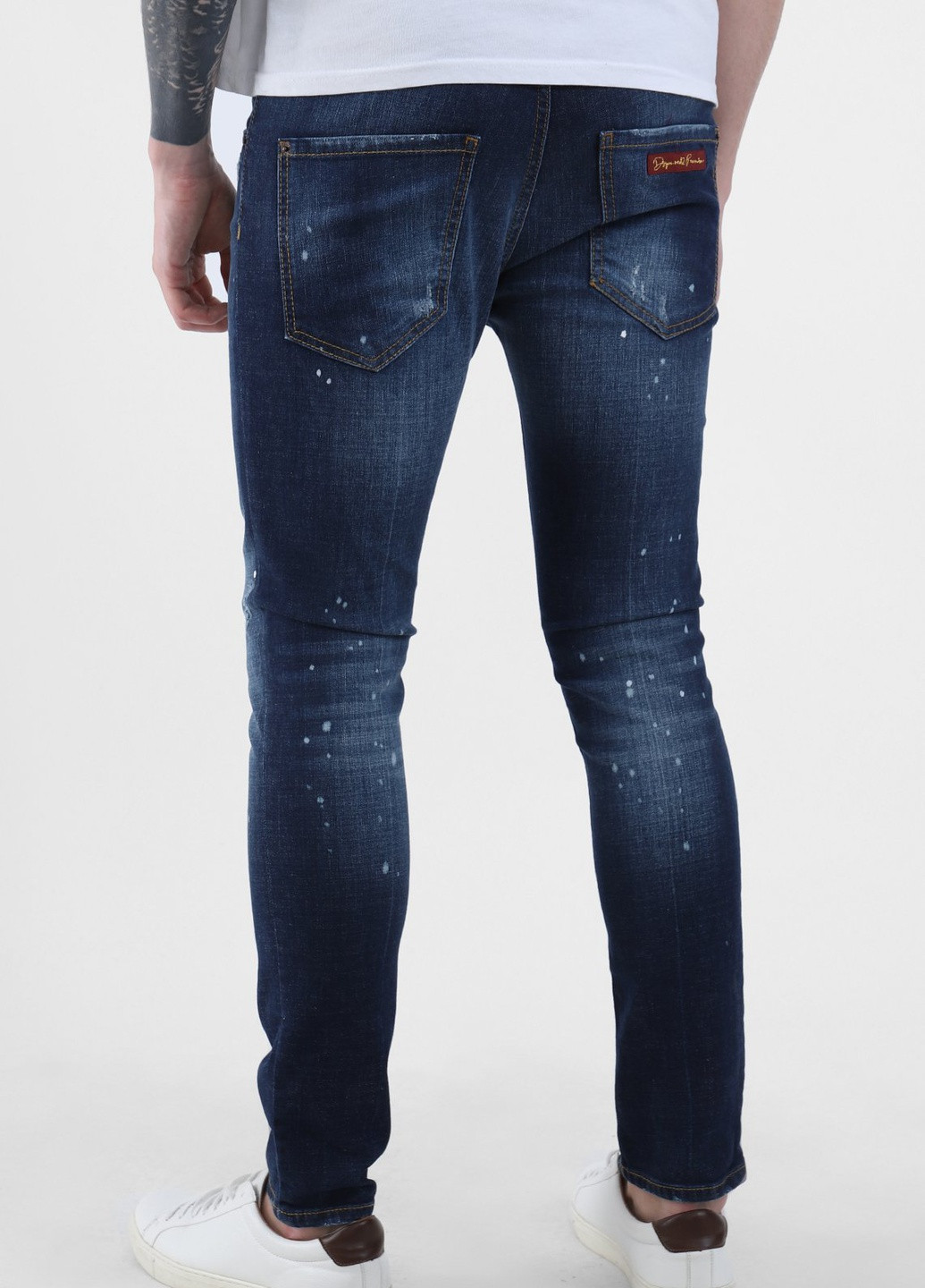 Темно-синие демисезонные темно-синие джинсы с потертостями Dsquared2