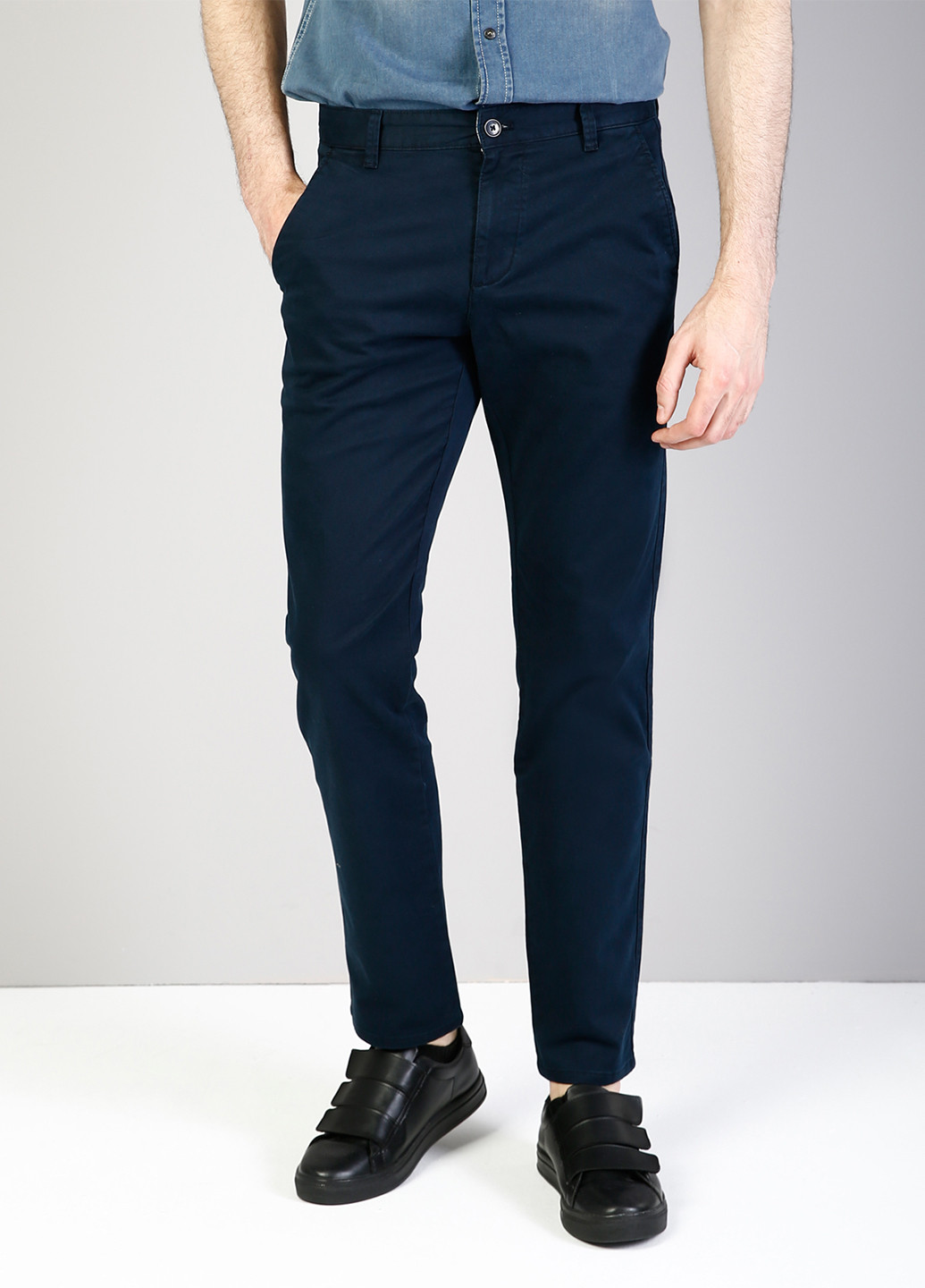 Темно-синие кэжуал демисезонные прямые брюки Colin's