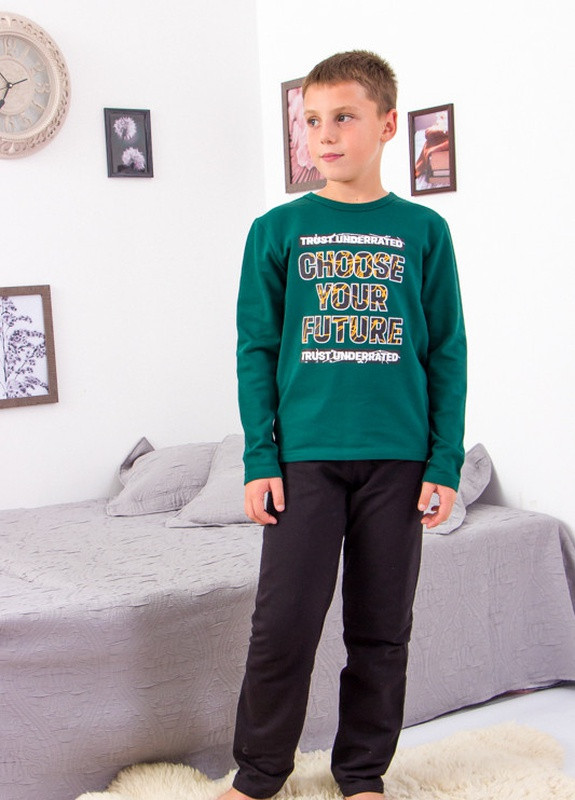 Зеленая всесезон пижама для мальчика (подростковая) KINDER MODE