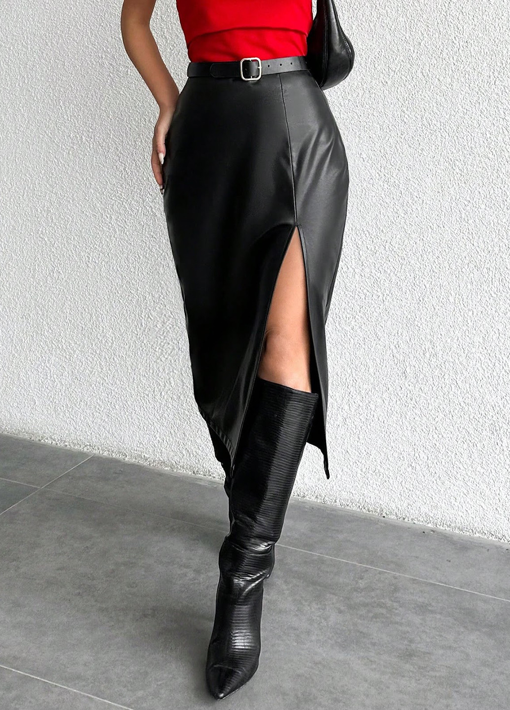 Черная кэжуал однотонная юбка SHEIN а-силуэта (трапеция)