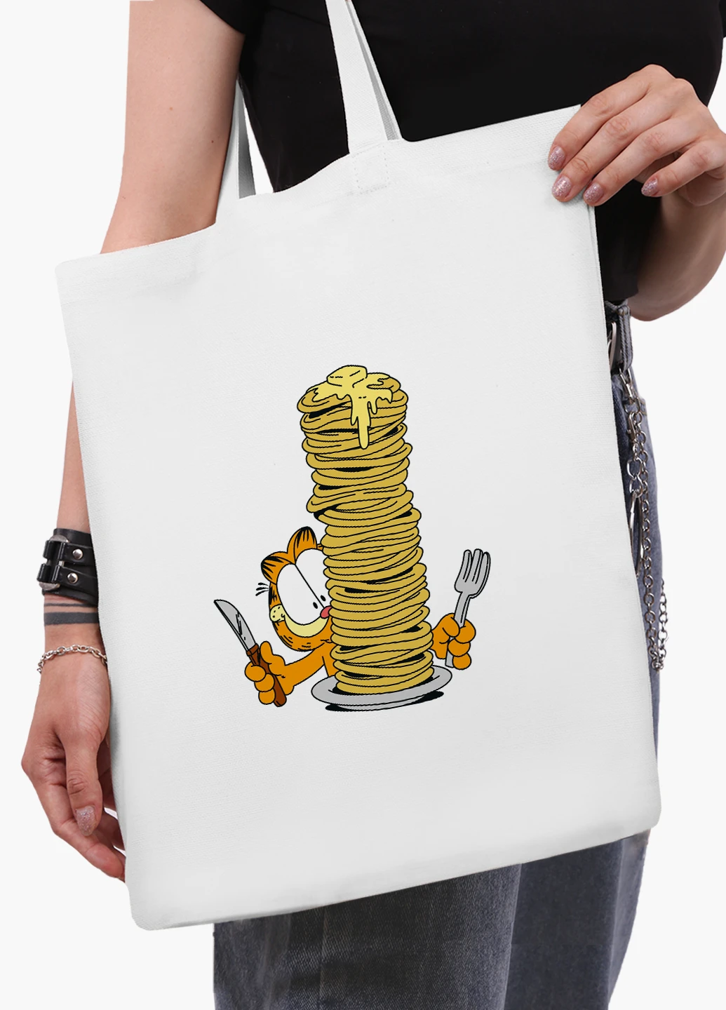 Еко сумка шоппер біла Гарфілд (Garfield) (9227-2042-WT2) Еко сумка шоппер біла 41*35 см MobiPrint (219151205)