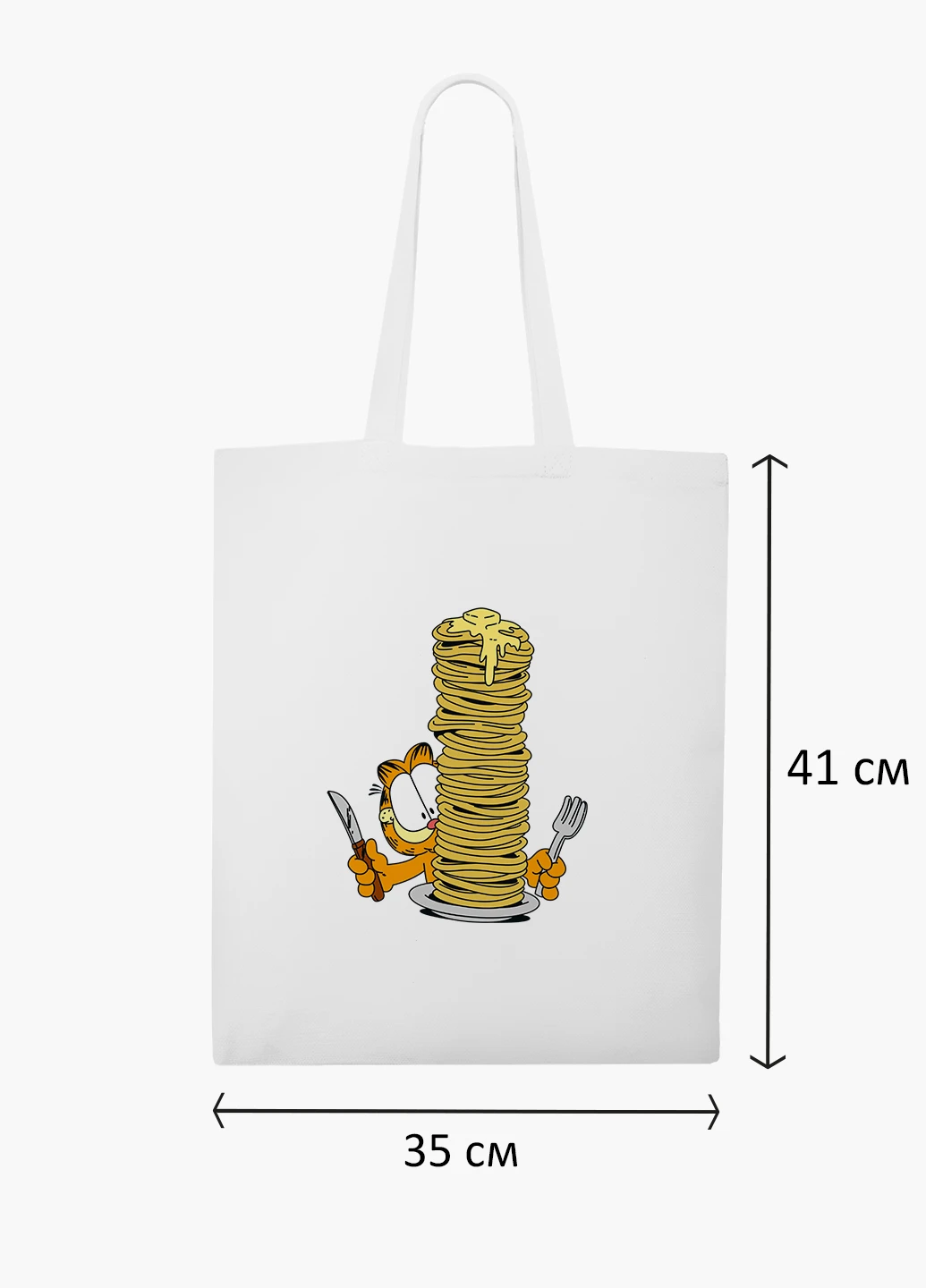 Еко сумка шоппер біла Гарфілд (Garfield) (9227-2042-WT2) Еко сумка шоппер біла 41*35 см MobiPrint (219151205)