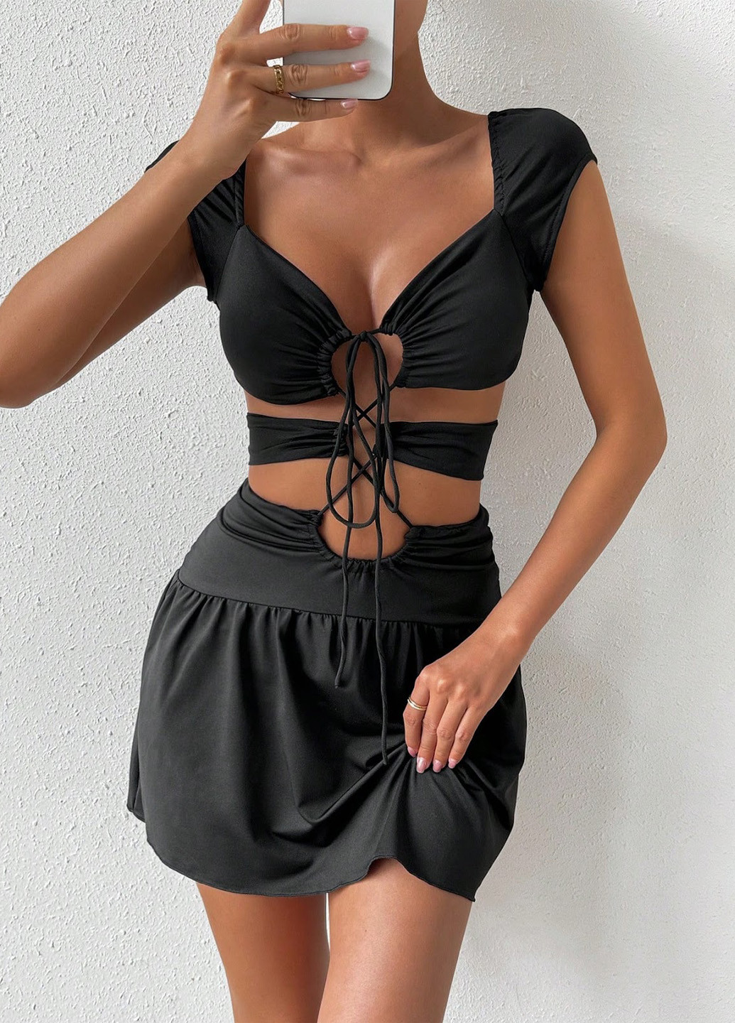 Черное кэжуал платье SHEIN однотонное