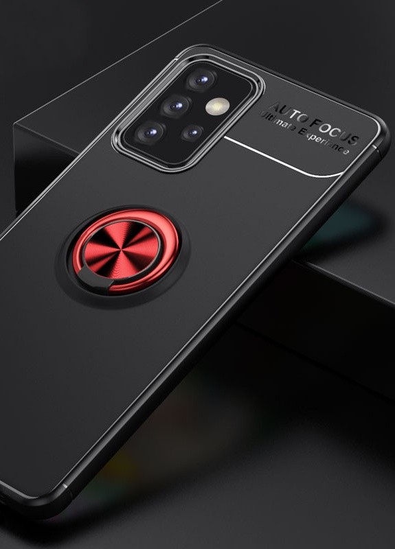 TPU чохол ColorRing під магнітний тримач (opp) для Samsung Galaxy A72 4G / A72 5G Чорний / Червоний (is_00000042289_3) Deen (238480187)