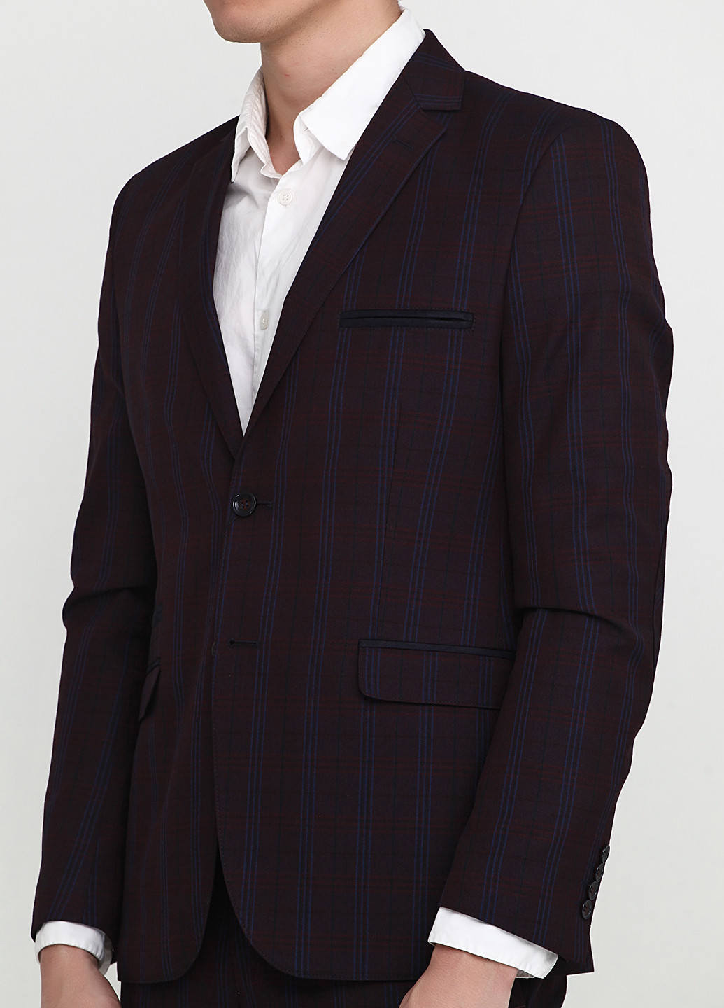 Бордовый демисезонный костюм (пиджак, брюки) брючный Federico Cavallini