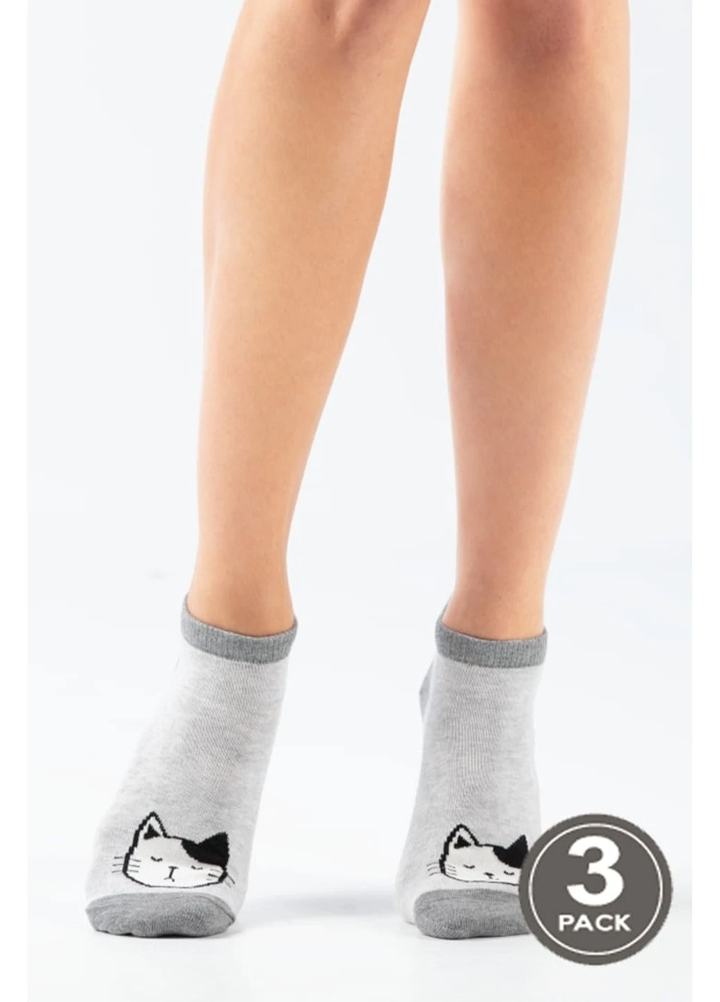 Сірі шкарпетки жіночі бавовняні socks low 103 (3пари) Legs кішки (254993892)