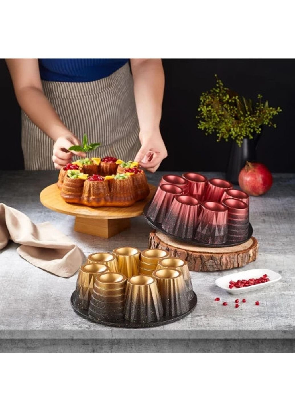 Форма для выпечки кекса 3280-26-gold 26 см золотистая OMS (253613478)