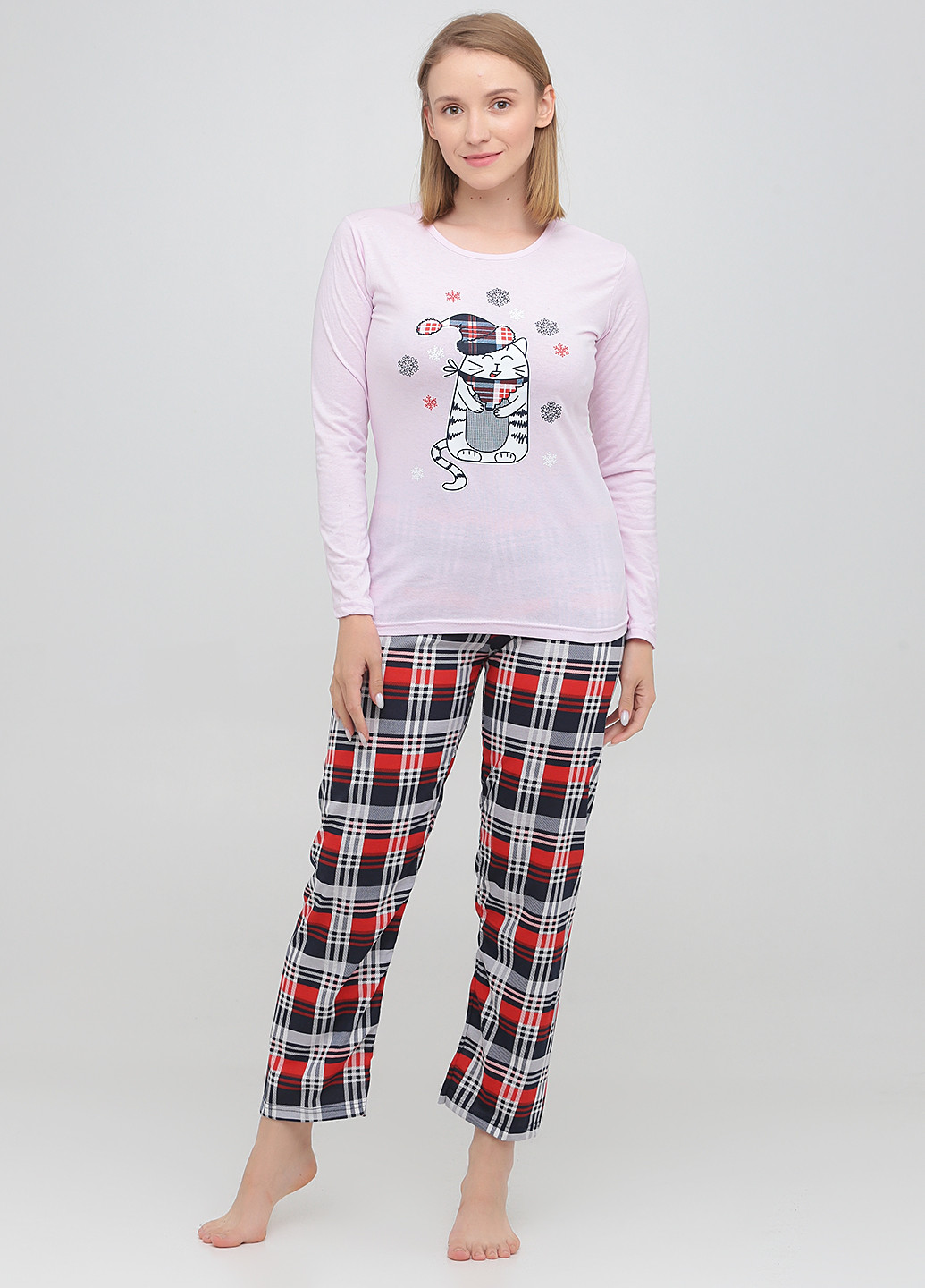 Розовая всесезон пижама (лонгслив, брюки) лонгслив + брюки Carla Mara