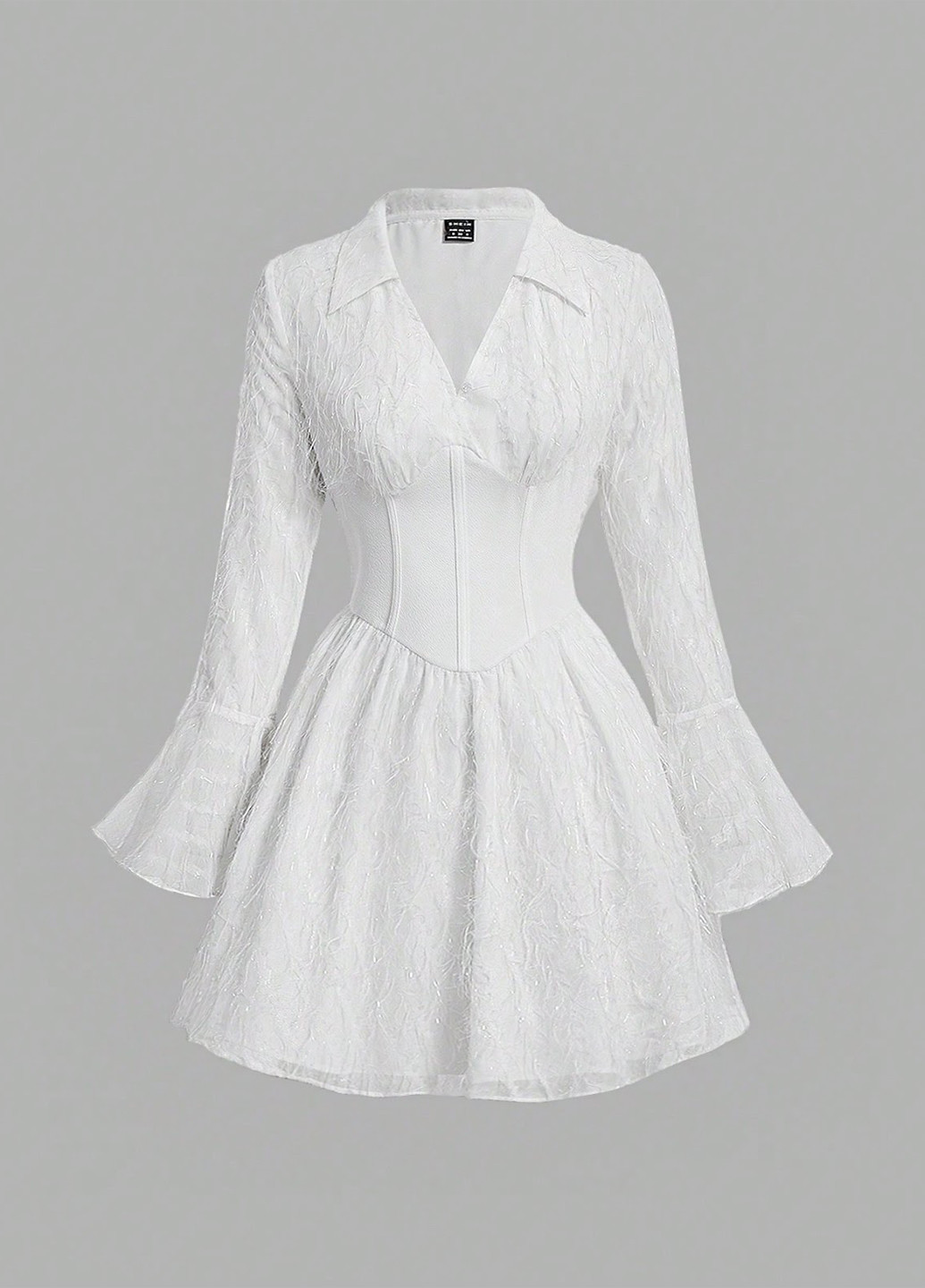 Белое коктейльное платье клеш, рубашка SHEIN однотонное