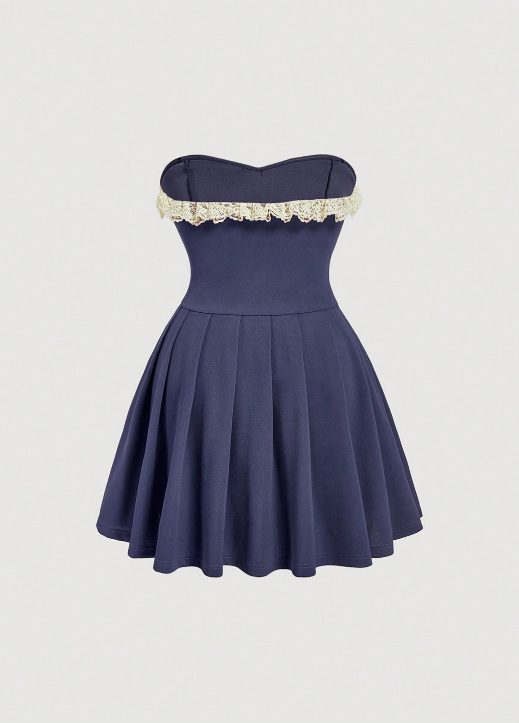 Синее коктейльное, вечернее, кэжуал платье клеш, бандо SHEIN однотонное