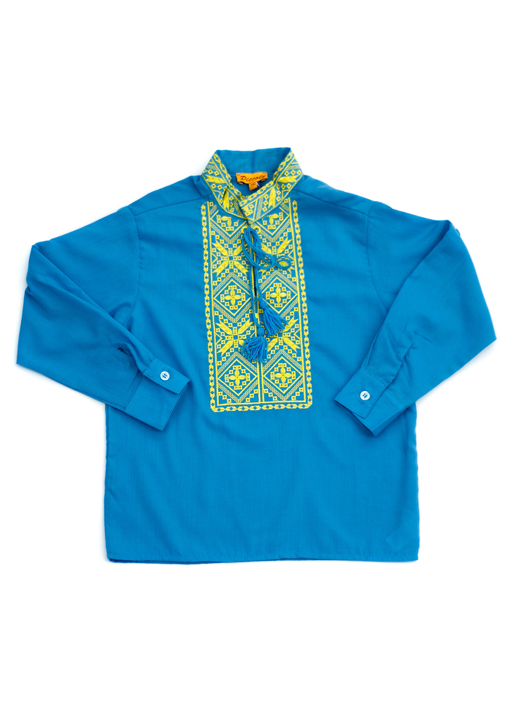 Темно-голубой кэжуал рубашка с орнаментом Piccolo L с длинным рукавом