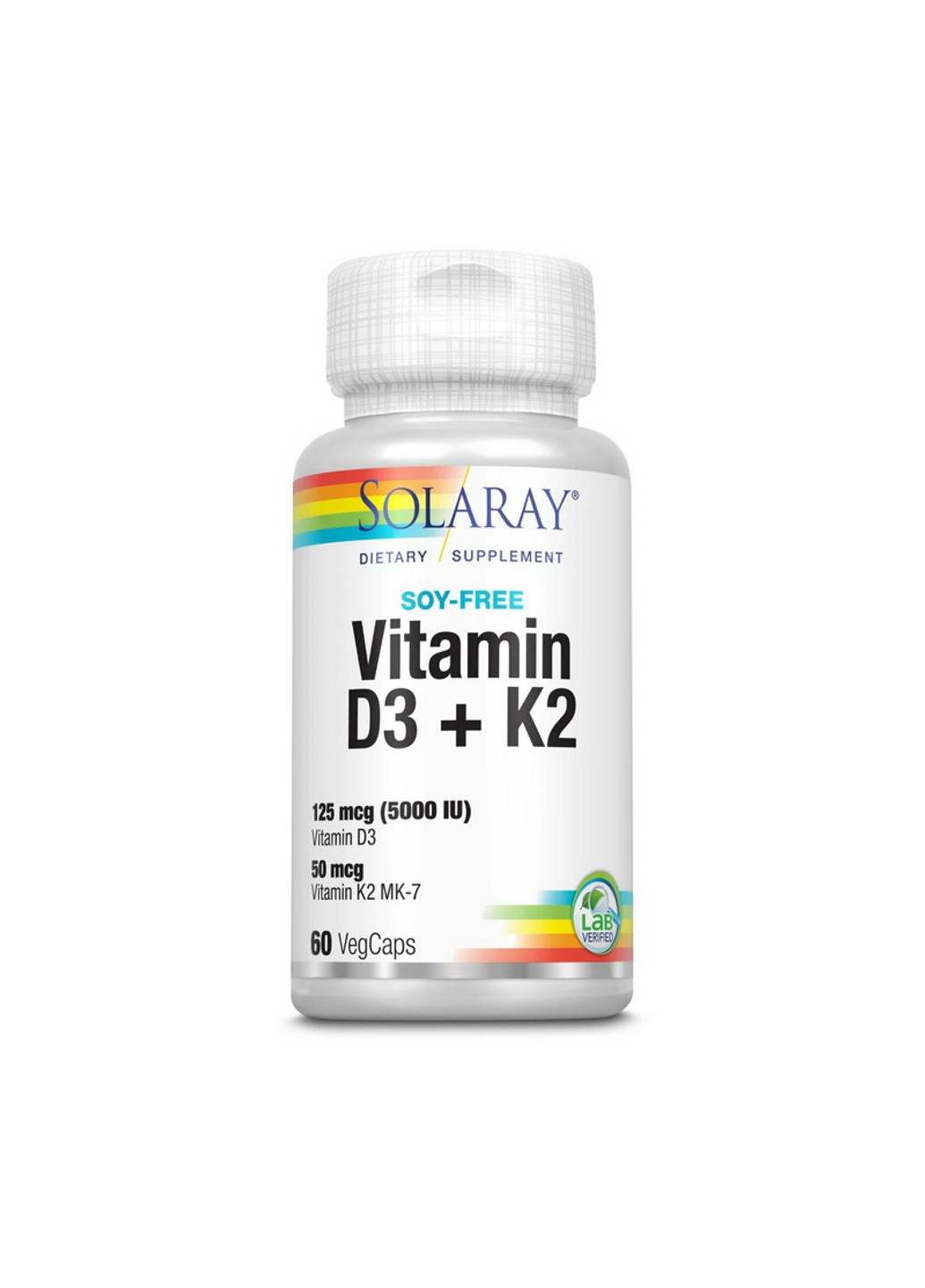 Витамин Д3 + К2 Vitamin D3+K2 soy free 60 капсул Solaray (255407475)