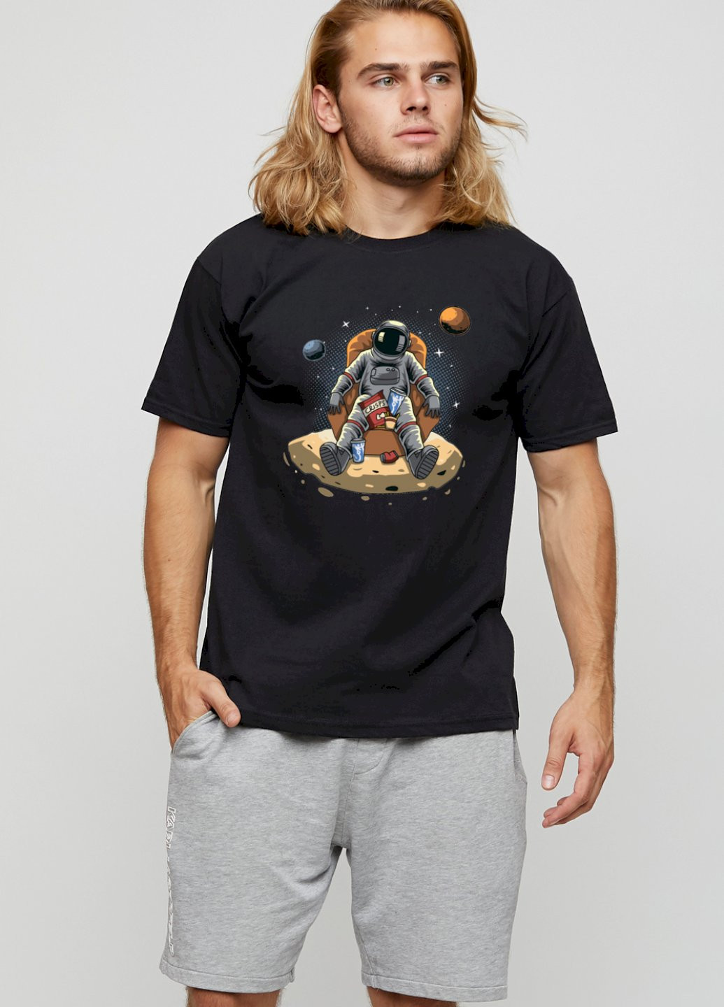 Чорна футболка чоловіча basic /air print/ YAPPI