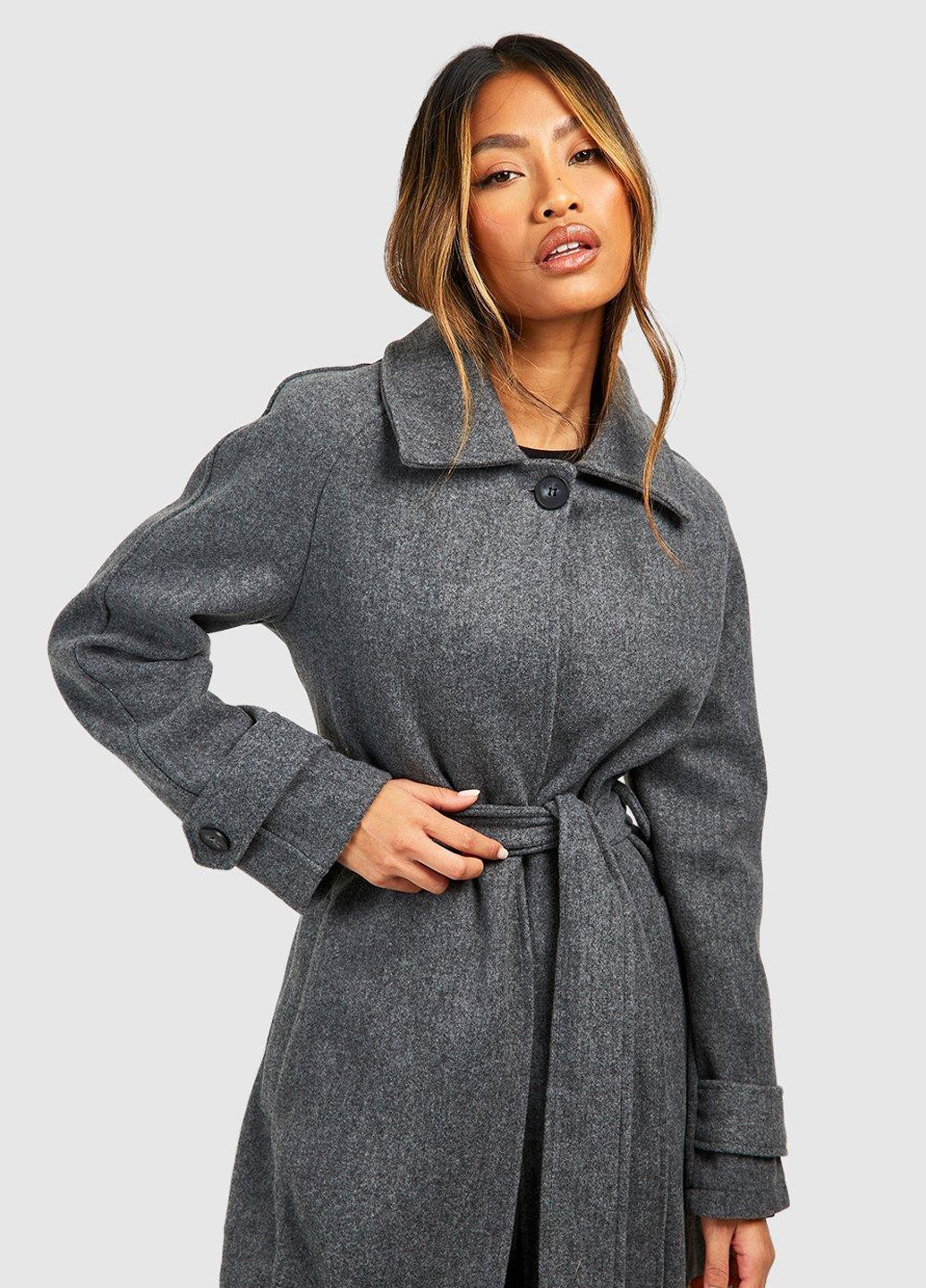 Сіре демісезонне Пальто Boohoo