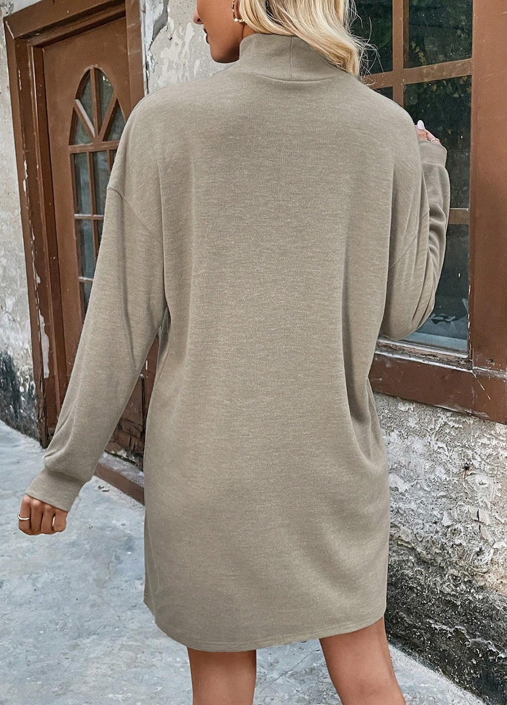 Кавова кежуал сукня сукня-водолазка SHEIN однотонна