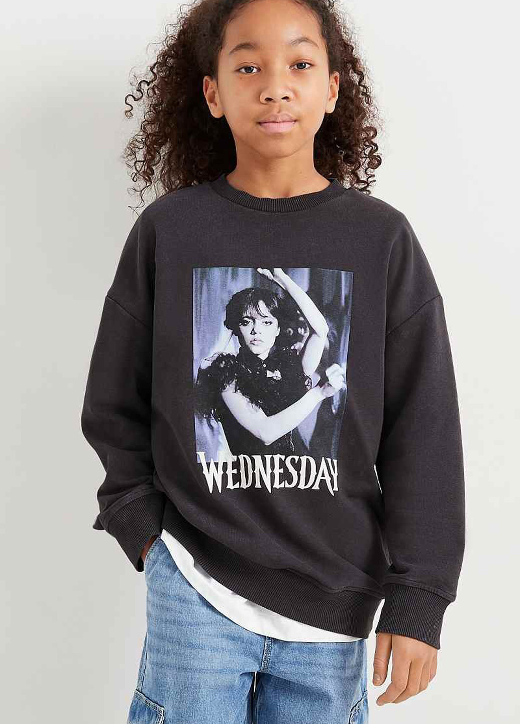 C&A свитшот рисунок черный кэжуал, спортивный хлопок