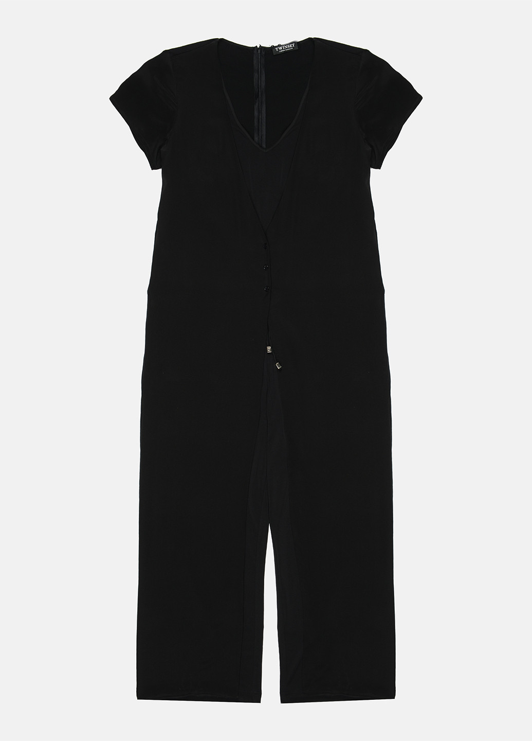 Комбинезон Twin-Set комбинезон-брюки однотонный чёрный кэжуал трикотаж, полиэстер