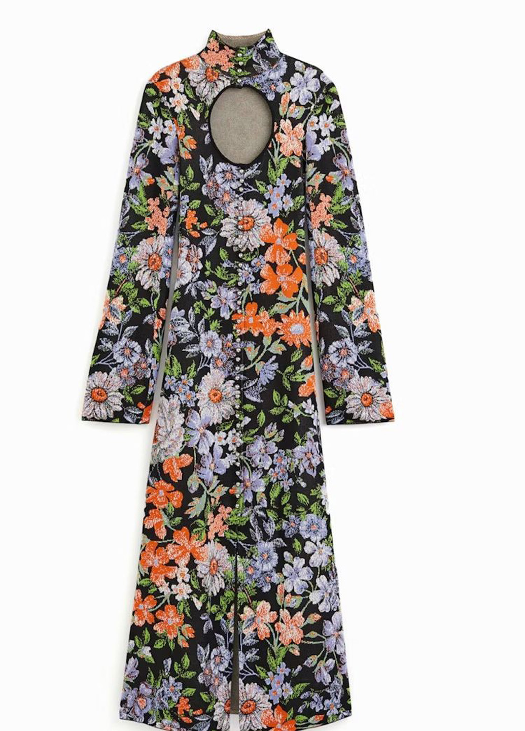 Чорна кежуал сукня а-силует, сукня-водолазка H&M х Rabanne з квітковим принтом