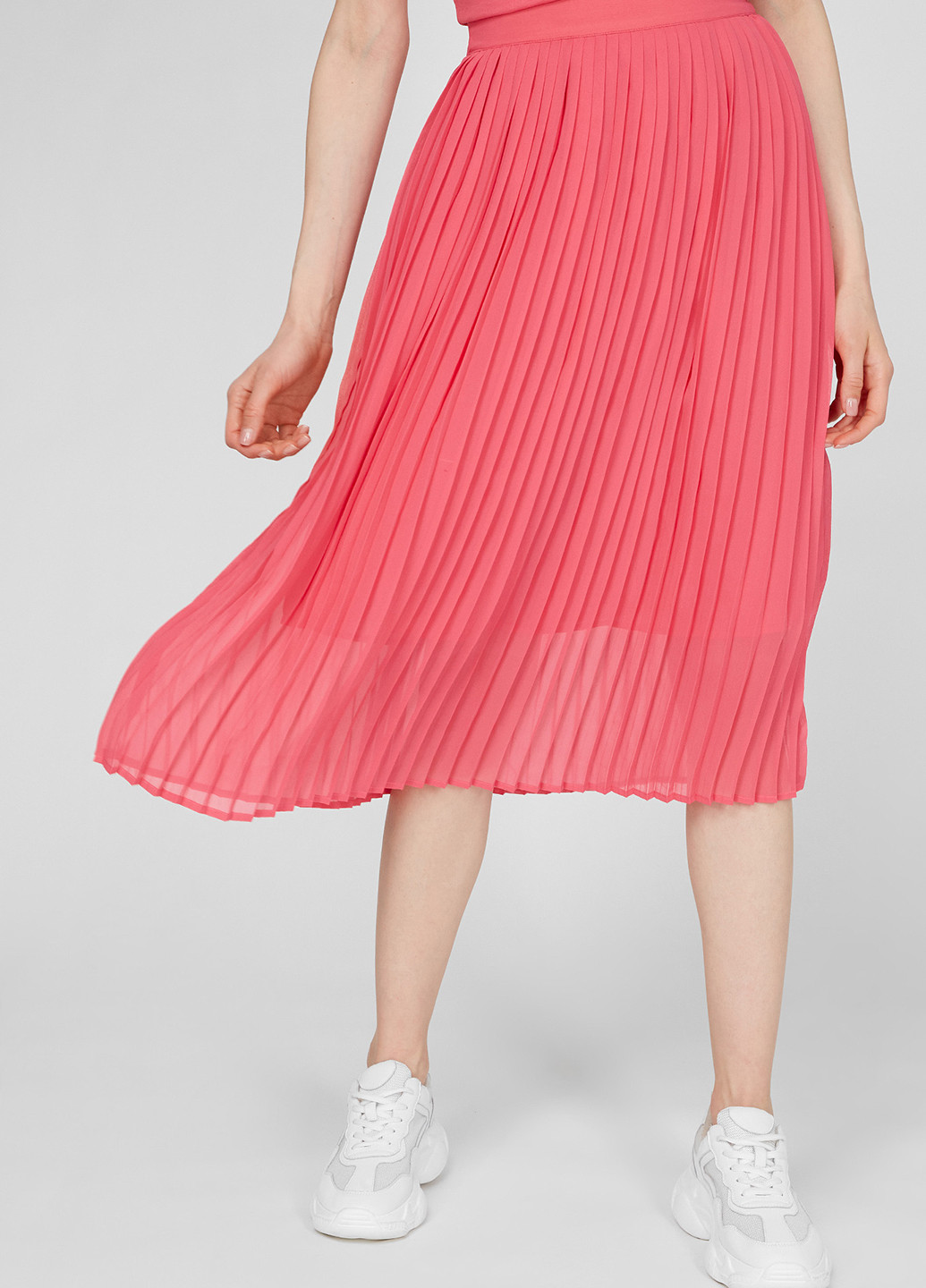 Розовая кэжуал однотонная юбка Pepe Jeans плиссе, а-силуэта (трапеция)