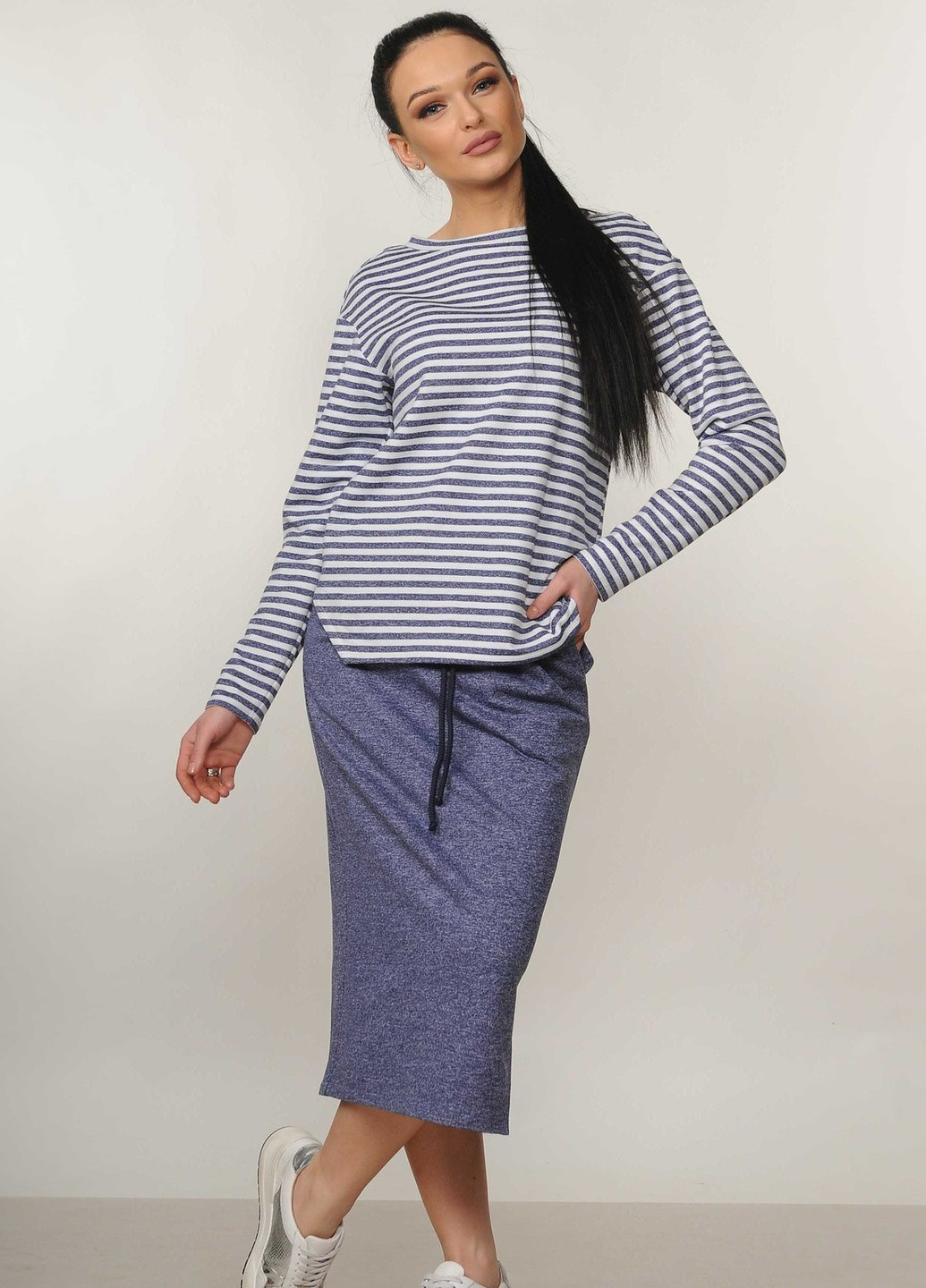 Темно-голубая кэжуал однотонная юбка Ри Мари