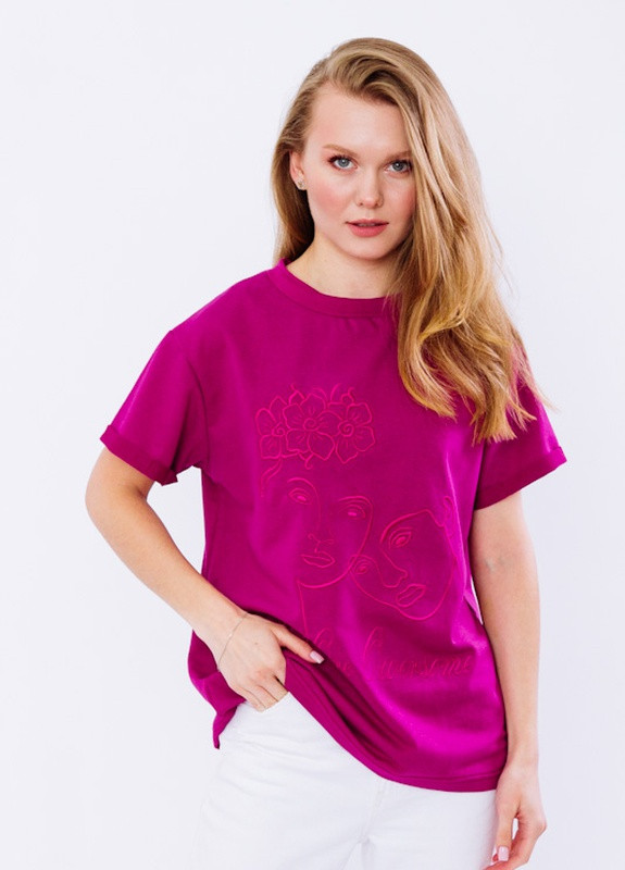 Темно-лиловая летняя футболка женская с коротким рукавом Носи своє