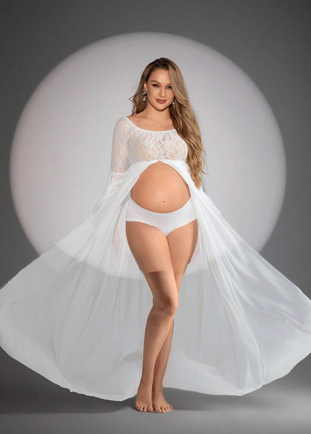 Белое праздничный, откровенный платье для беременных в греческом стиле SHEIN однотонное