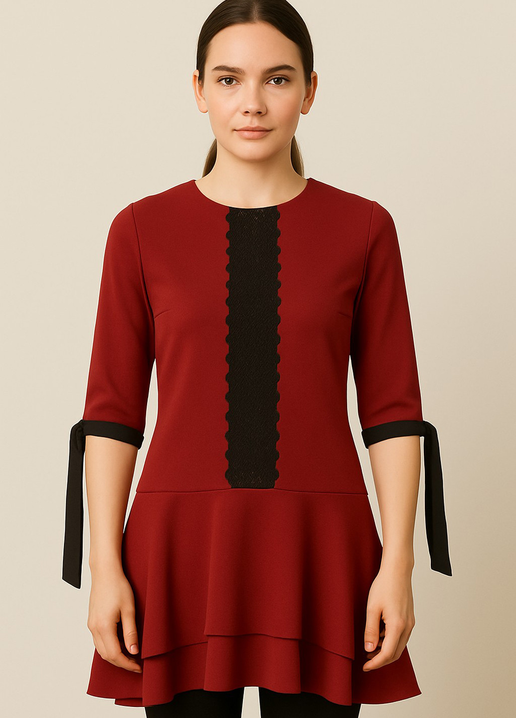 Бордова кежуал сукня кльош Sassofono однотонна