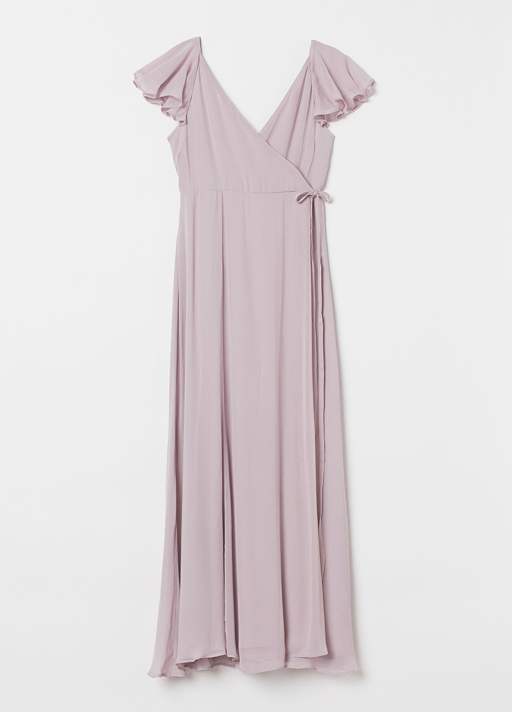 Сиреневое вечернее платье на запах H&M однотонное