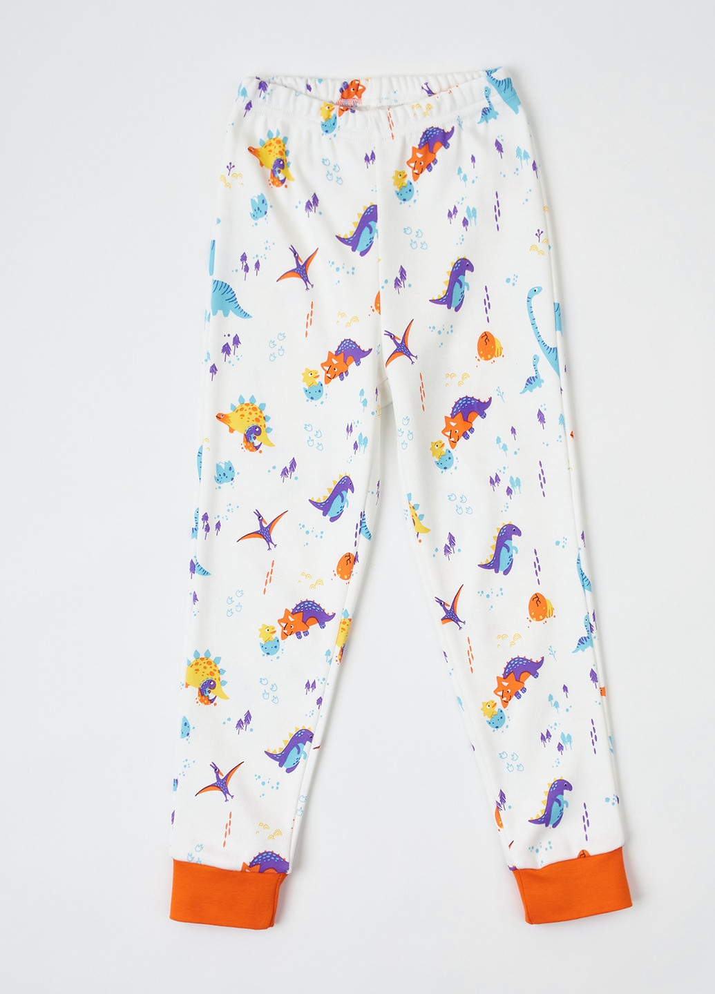 Бежевая зимняя пижама утепленная "динозаврики" кофта + брюки KRAKO