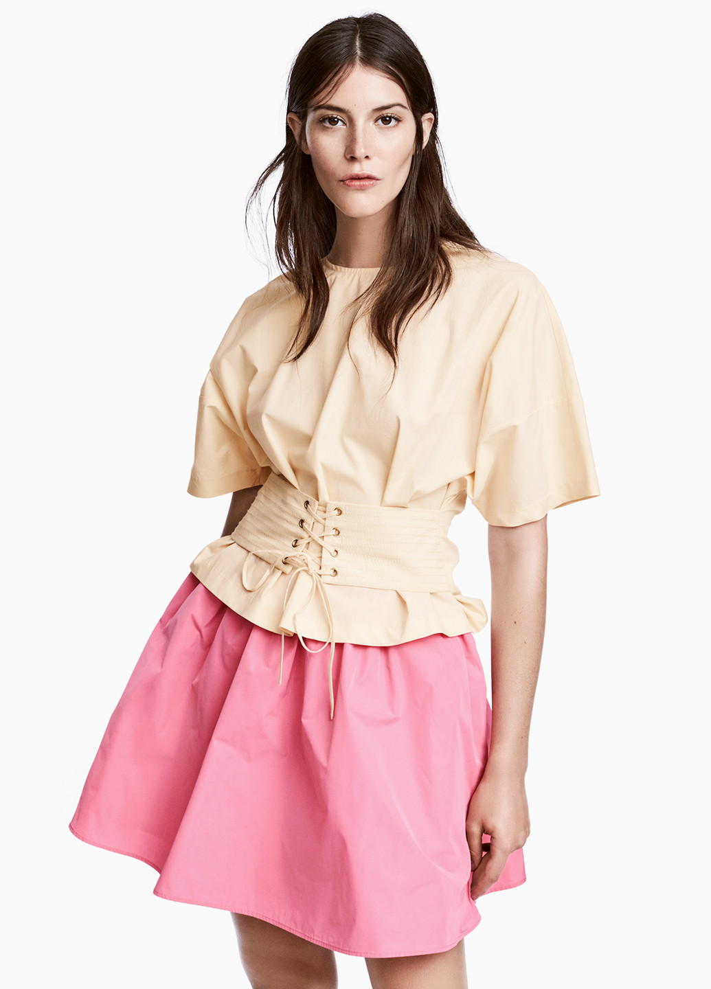 Розовая кэжуал однотонная юбка H&M мини