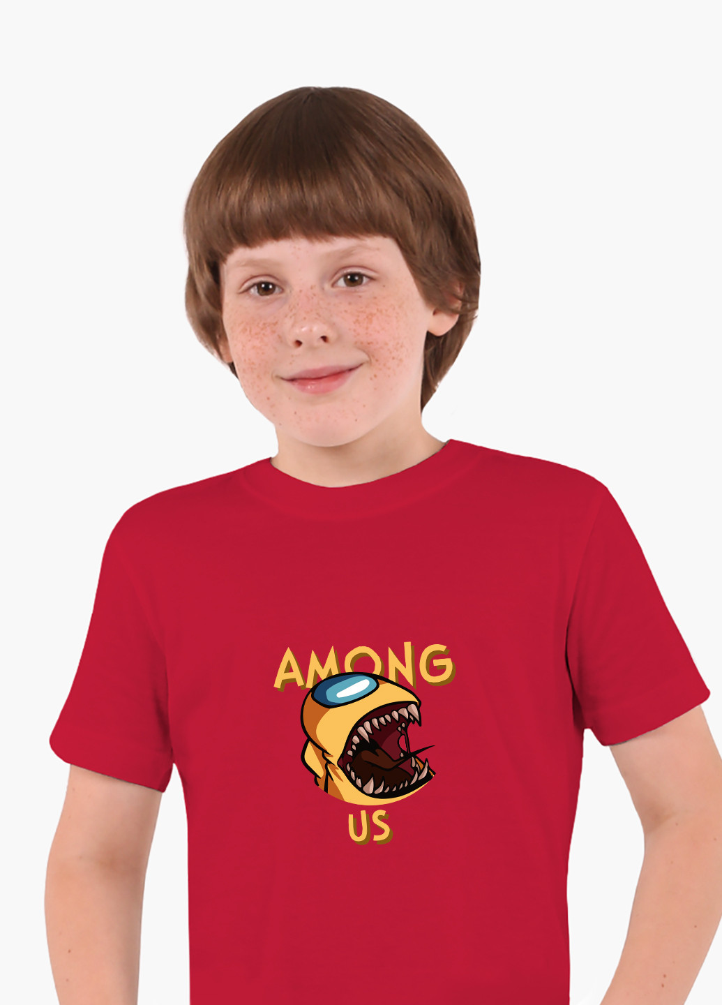 Красная демисезонная футболка детская амонг ас желтый (among us yellow)(9224-2409) MobiPrint
