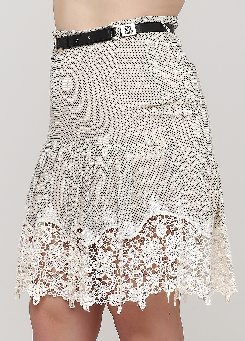 Светло-бежевая кэжуал в горошек юбка Sassofono