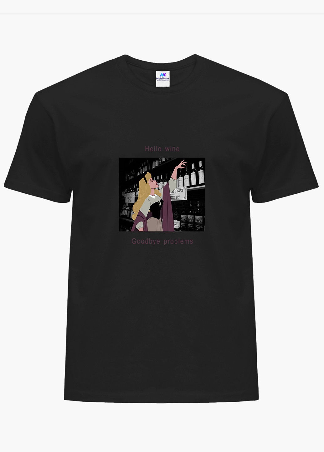 Черная демисезон футболка женская спящая красавица в винном погребе дисней (sleeping beauty disney) (8976-1432) xxl MobiPrint