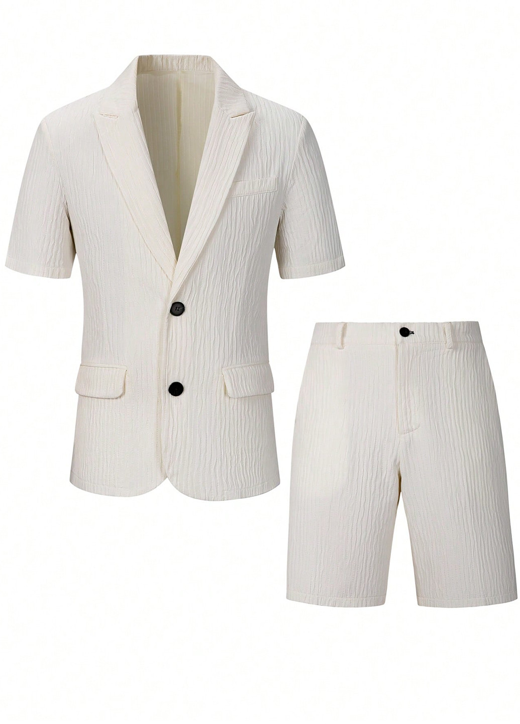 Молочный летний костюм (пиджак, шорты) с шортами SHEIN