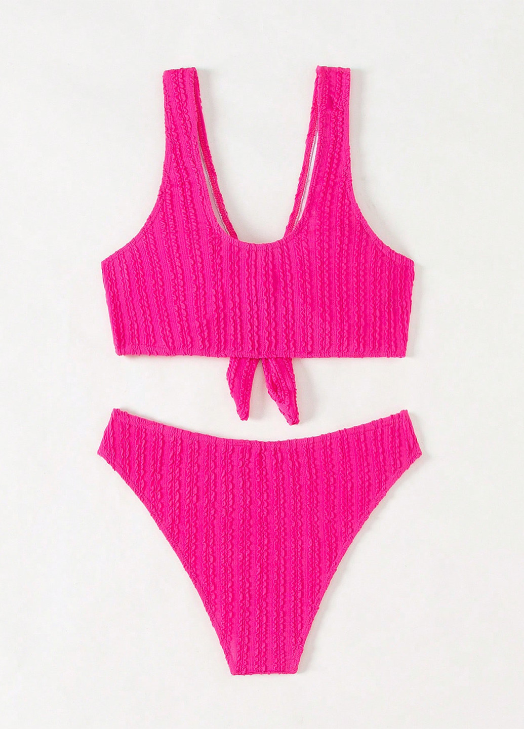 Фуксиновый летний купальник (лиф, трусики) танк, раздельный SHEIN