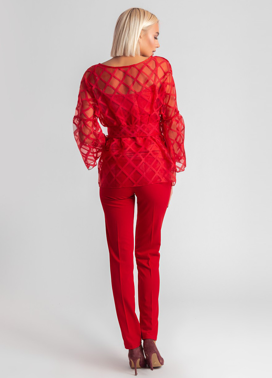 Костюм (топ, блуза, брюки) Charm Collection трійка однотонний червоний кежуал