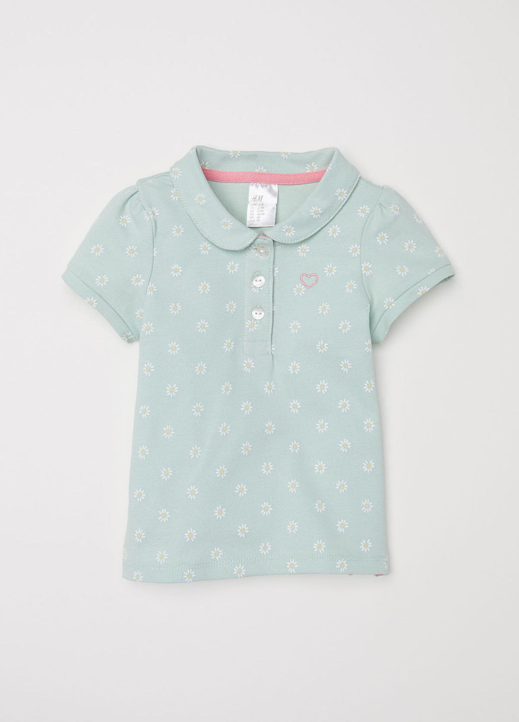 Бледно-зеленая детская футболка-поло для девочки H&M