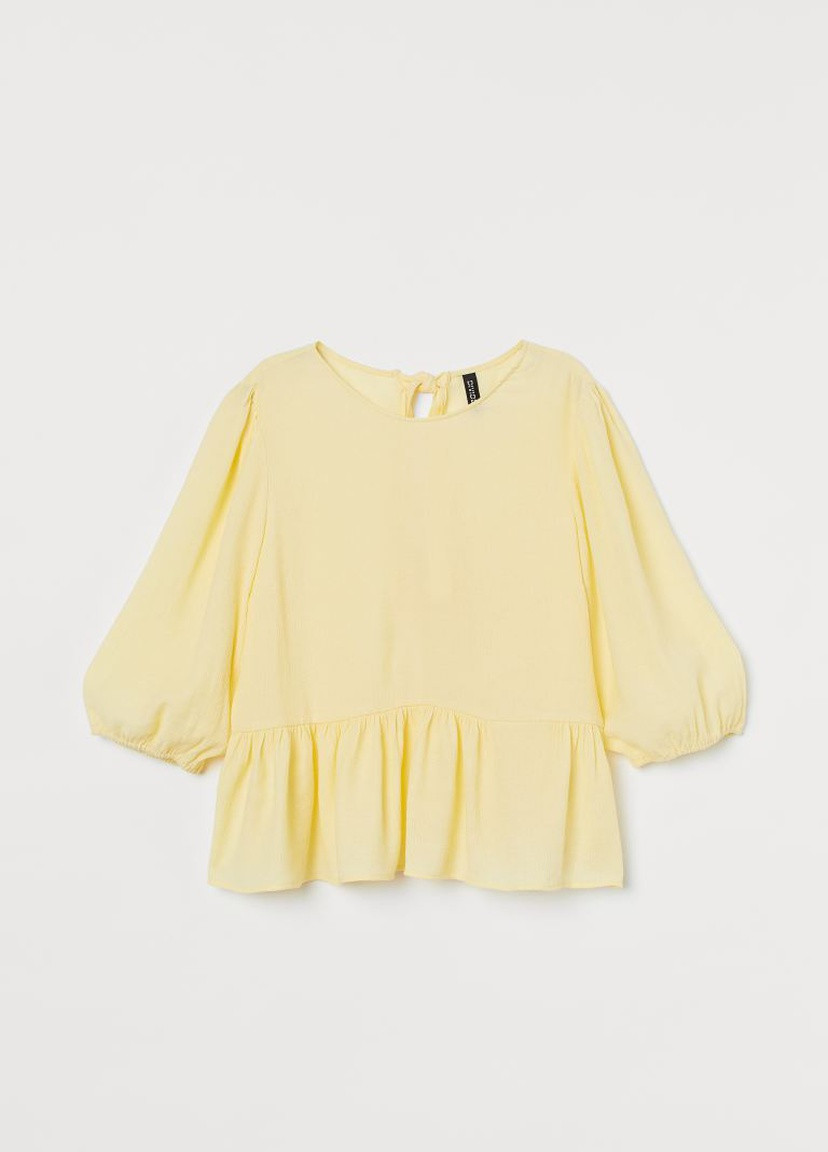 Светло-желтая демисезонная блузка с пышным рукавом H&M