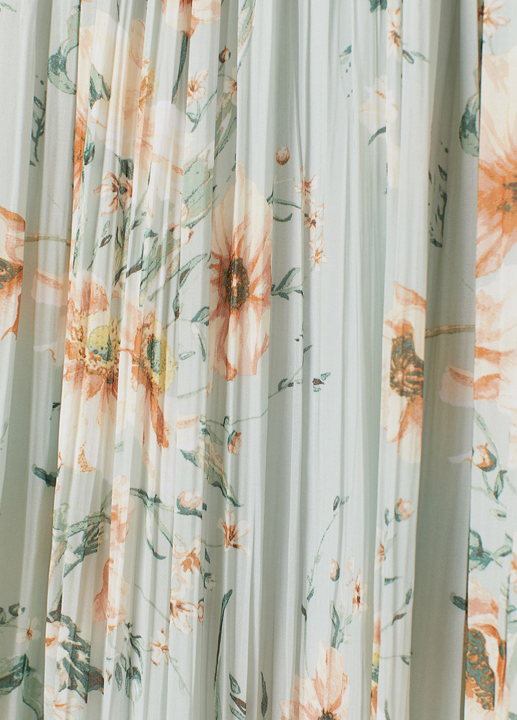 Мятная кэжуал цветочной расцветки юбка H&M клешированная, плиссе