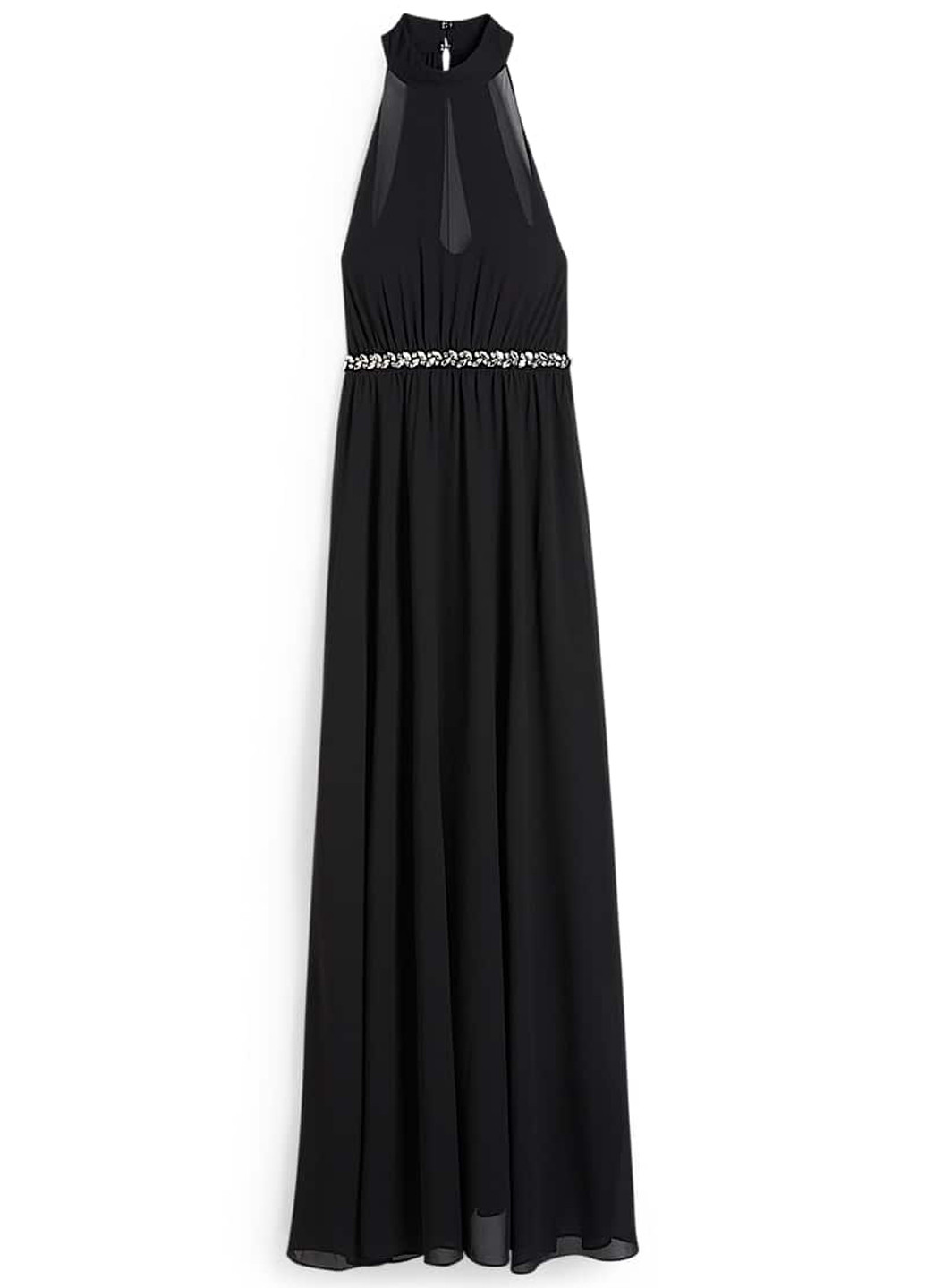 Черное вечернее платье а-силуэт, с открытыми плечами C&A однотонное