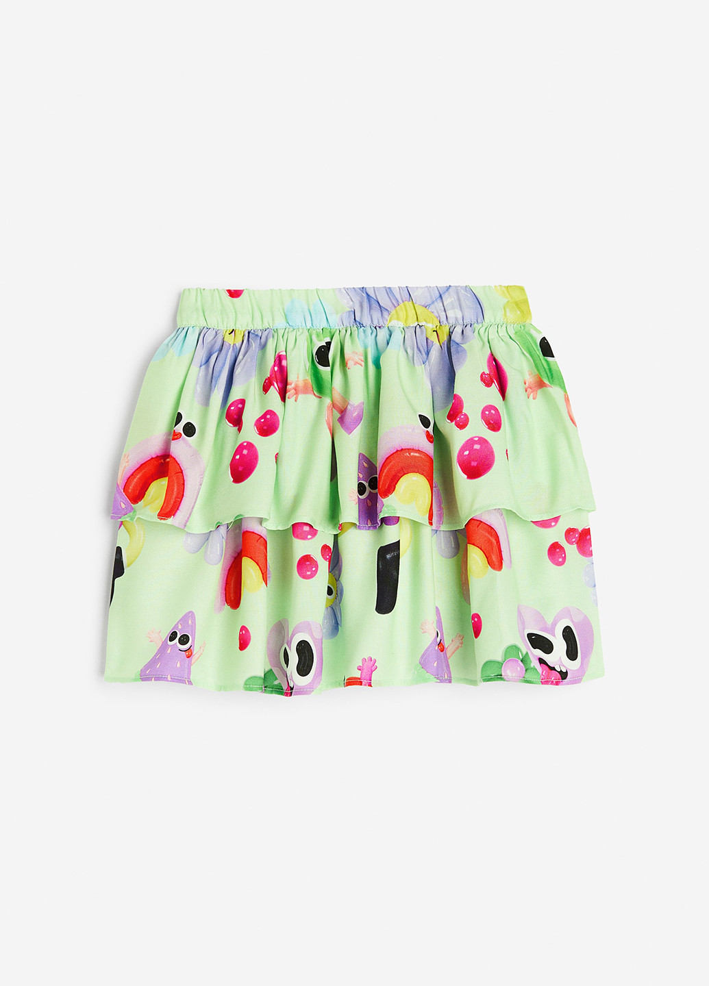 Салатовая кэжуал с рисунком юбка H&M а-силуэта (трапеция)