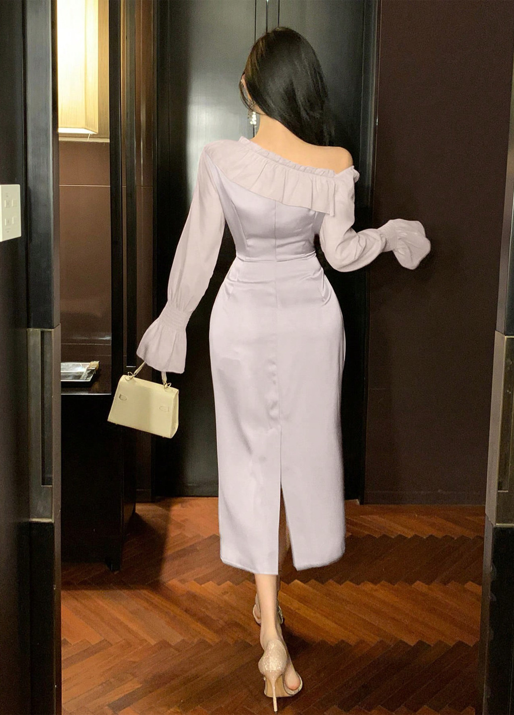 Комбінована вечірня сукня SHEIN однотонна