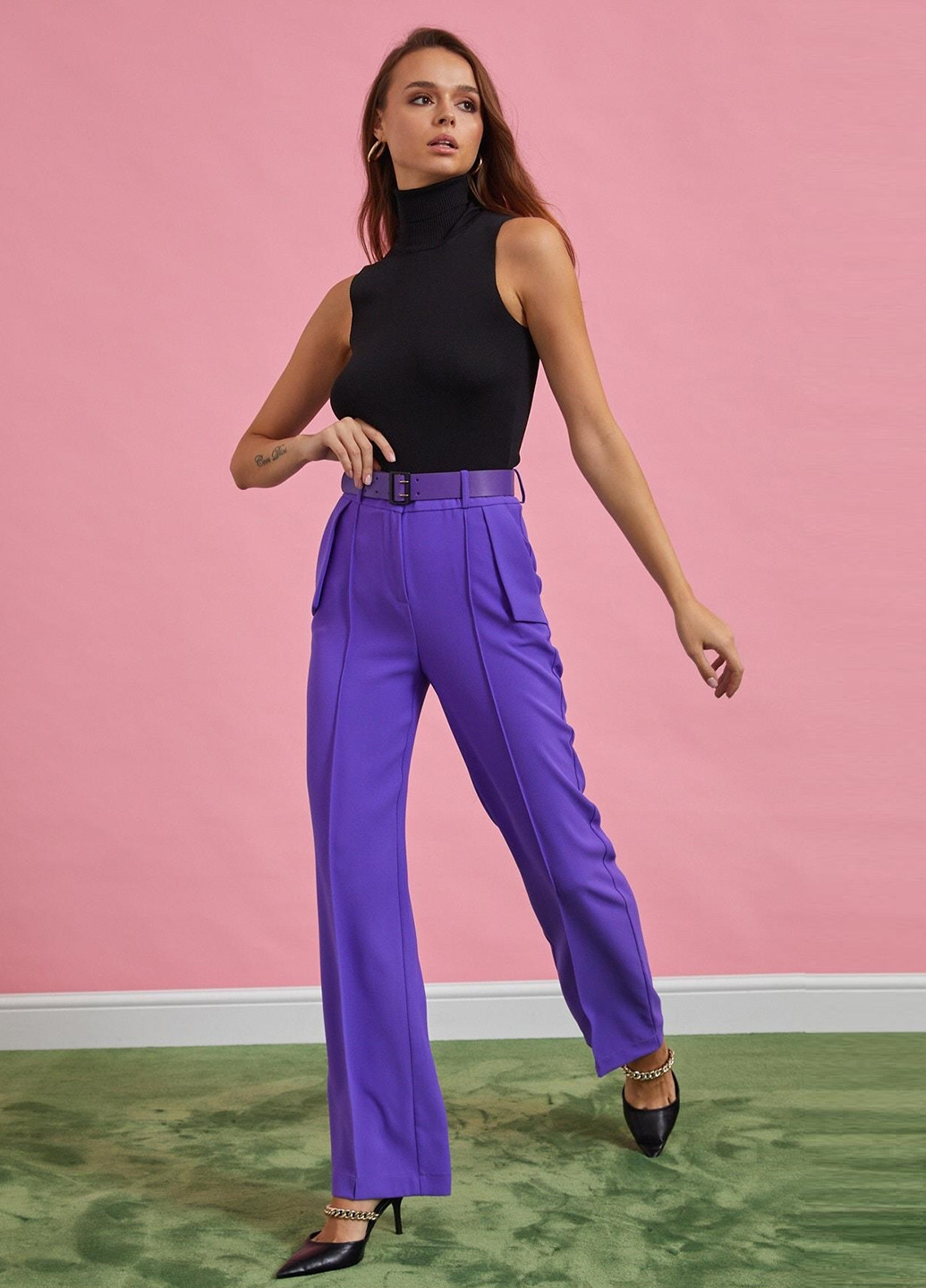 Фиолетовые кэжуал демисезонные брюки Setre