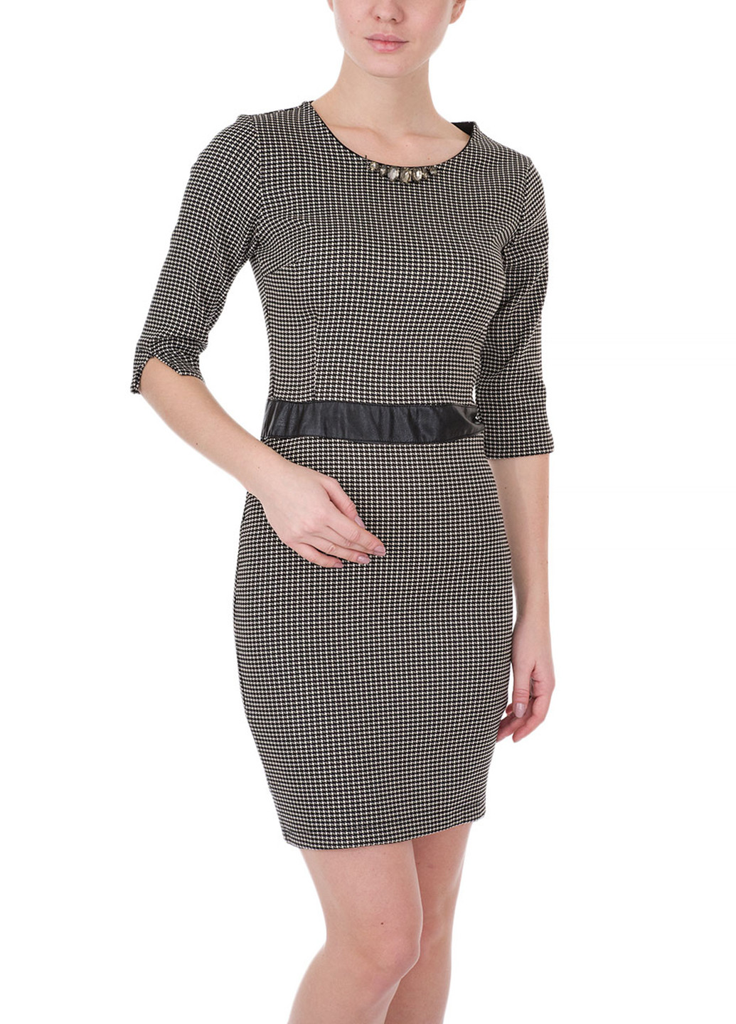 Темно-сіра кежуал сукня футляр Miss Miss в клітинку