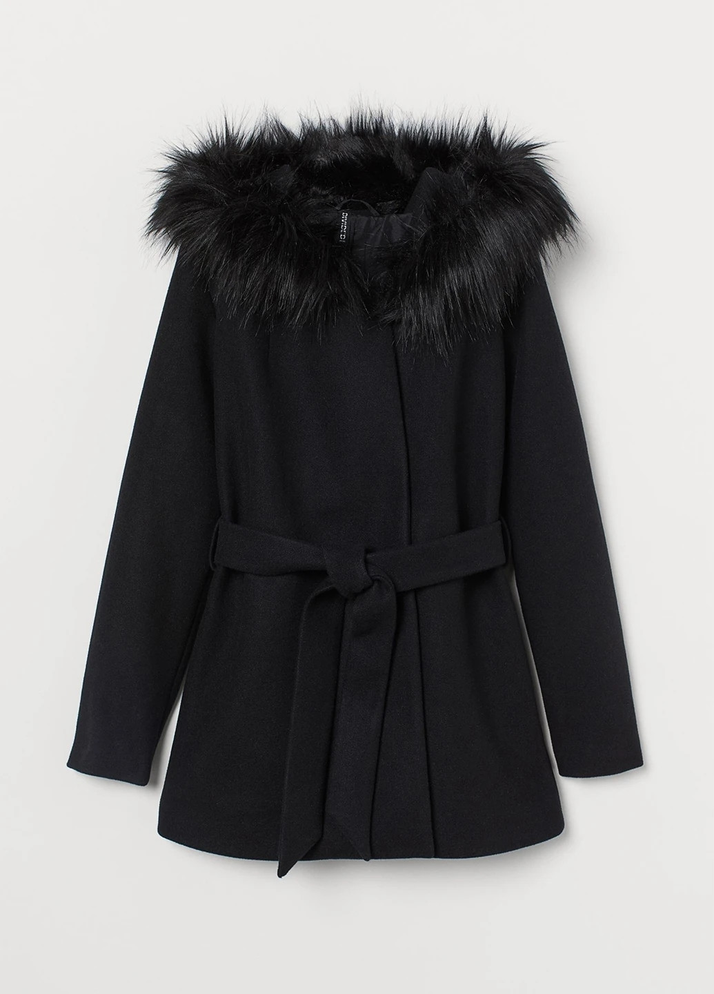 Черное Кэжуал полупальто однобортное H&M однотонное