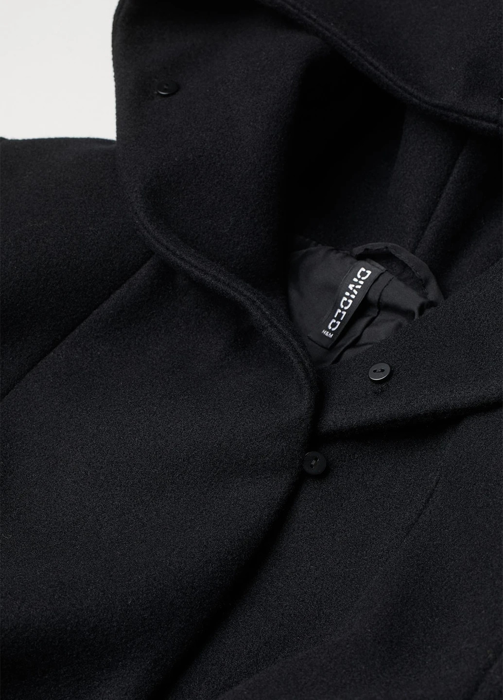 Черное Кэжуал полупальто однобортное H&M однотонное