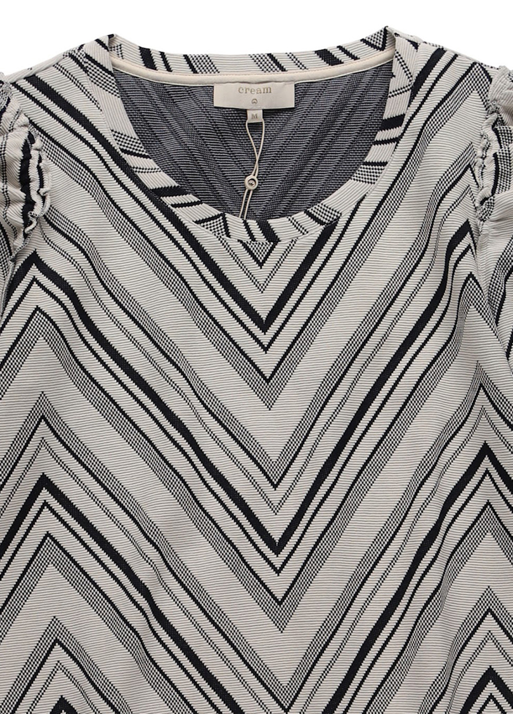 Комбинированное кэжуал платье а-силуэт Cream с геометрическим узором