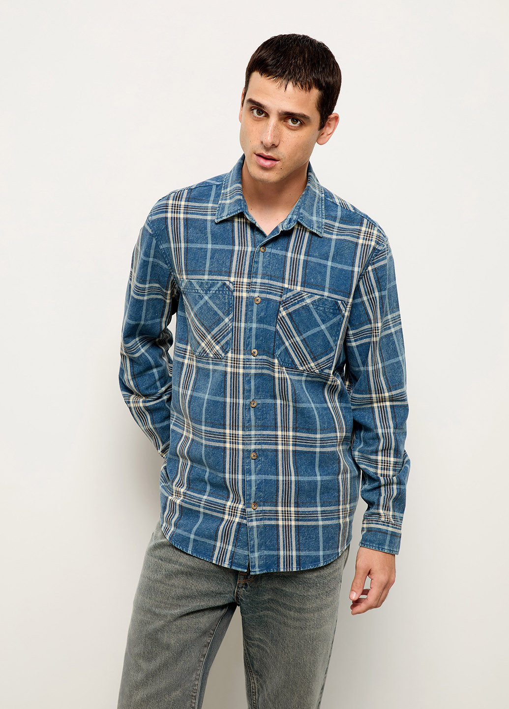 Синяя кэжуал рубашка в клетку Colin's