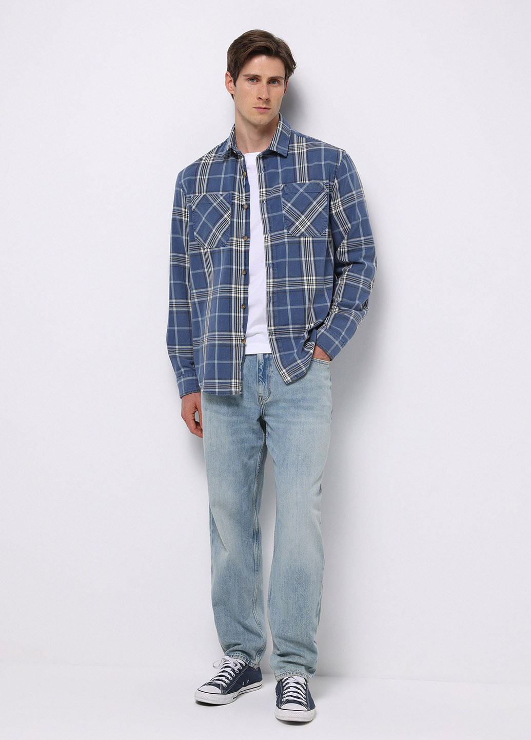 Синяя кэжуал рубашка в клетку Colin's